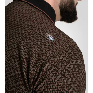 Polo noir WORKSOP imprimé avec col jacquard-3XL