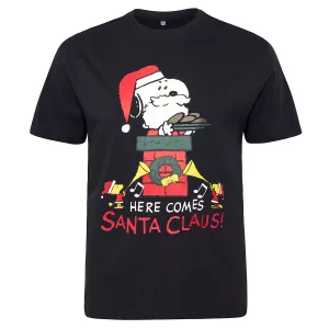 T-shirt Noël Snoopy noir festif et doux