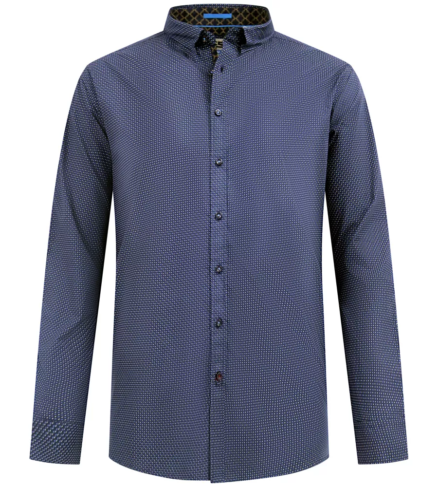 Chemise D555 MIDDLESBROUGH bleu marine micro motif - Grande Longueur-LT