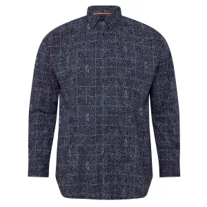 Chemise imprimée stretch bleu nuit motif graphique Grande Longueur-XLT