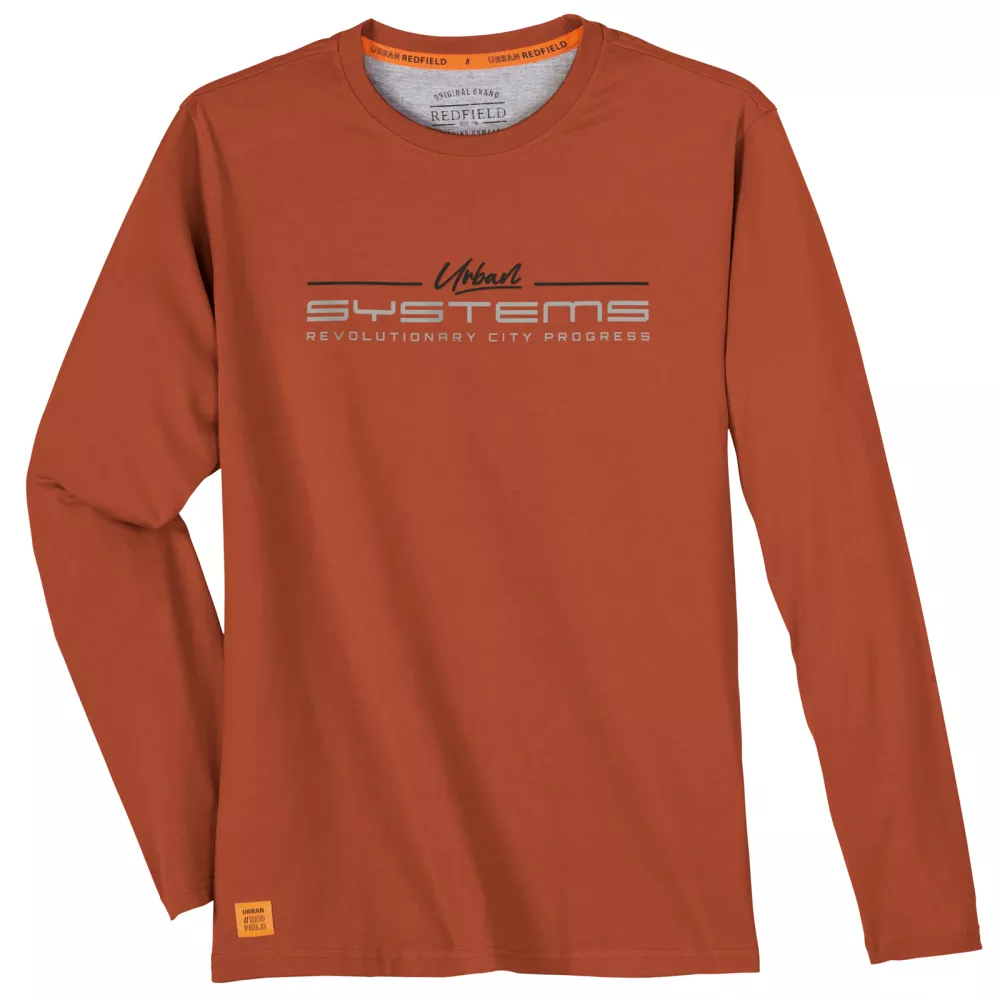 T-shirt manches longues Urban Systems orange cayenne-7XL