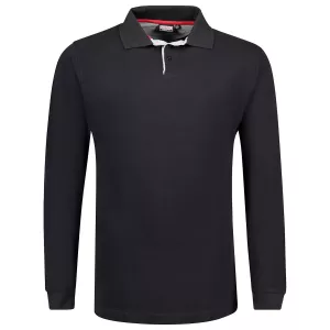 Polo manches longues noir col contrasté