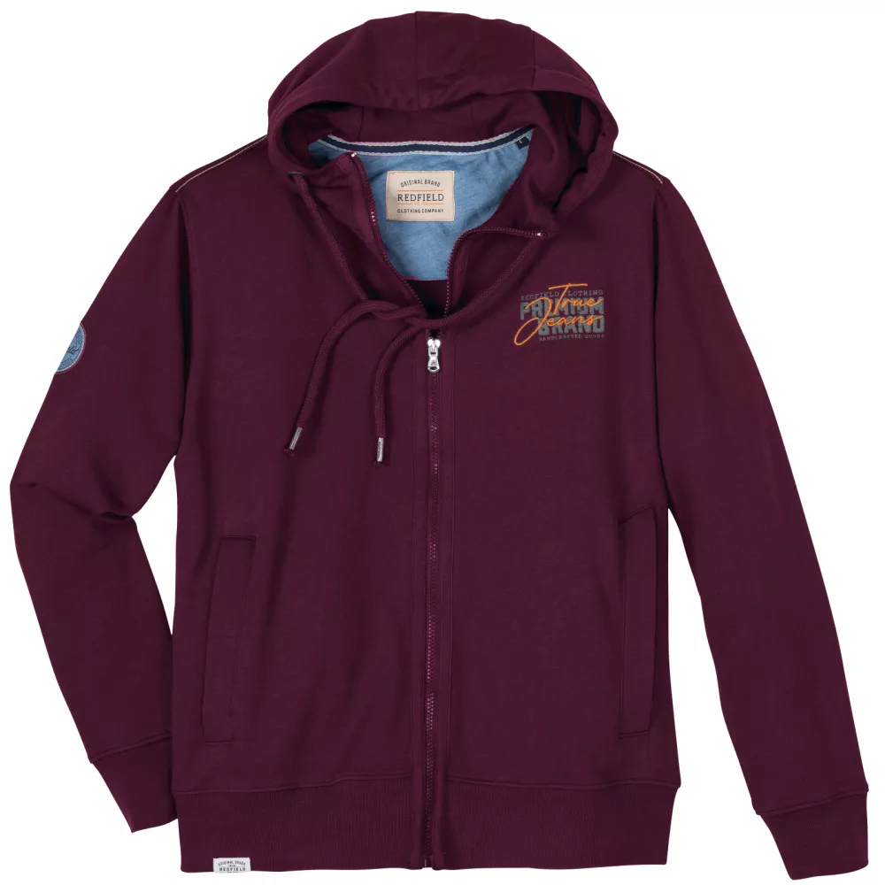 Sweat zippé à capuche Aubergine Redfield-6XL