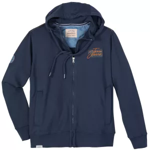 Sweat zippé à capuche bleu denim Redfield