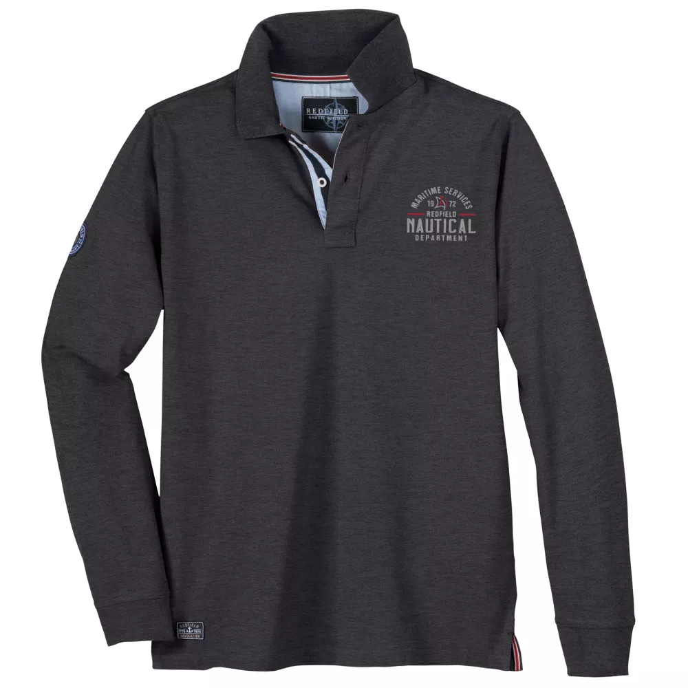 Polo Redfield manches longues gris acier nautical-7XL