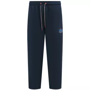 Jogging BRIDGEND bleu marine coupe droite imprimé grande longueur