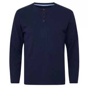 T-shirt col grand-père bleu nuit North Latitude grande longueur