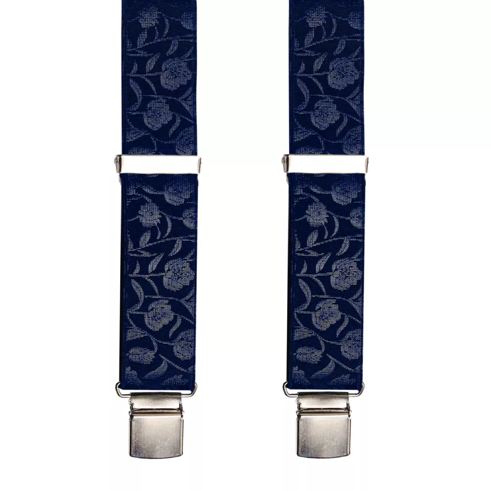 Bretelle à pince bleu marine motif floral--