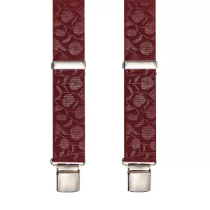 Bretelle à pince bordeaux motif floral