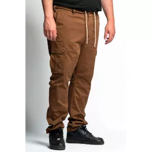 Pantalon cargo marron stretch avec poches pratique-4XL