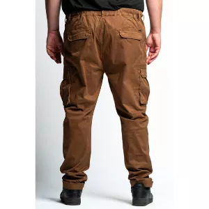 Pantalon cargo marron stretch avec poches pratique-4XL