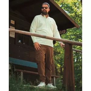 Pantalon cargo marron stretch avec poches pratique-9XL