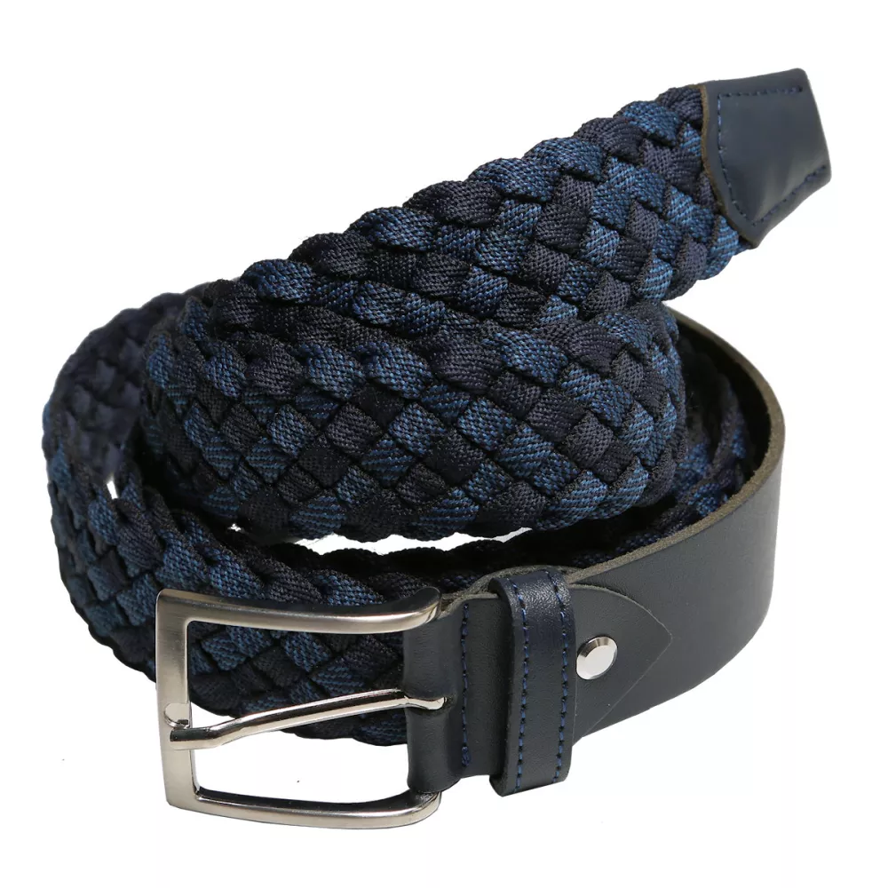 Ceinture tressée bleu denim confort stylé-C190