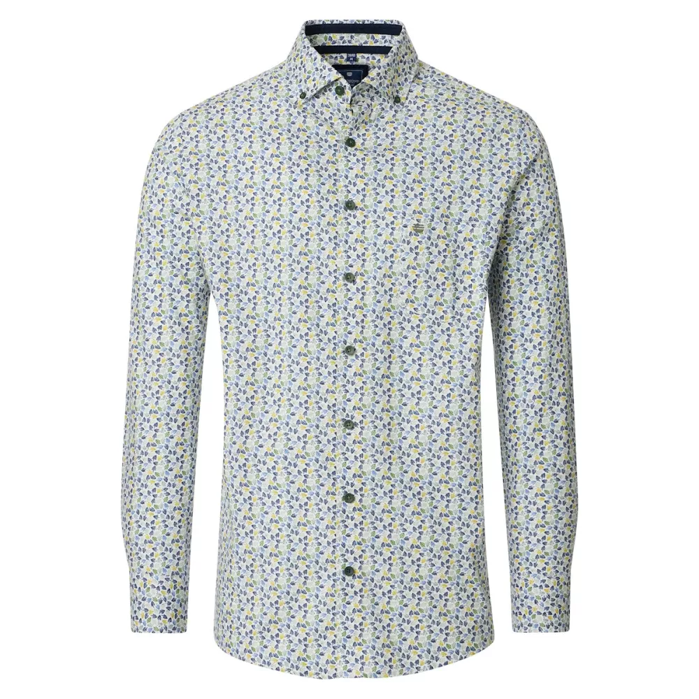 Chemise imprimée florale motifs vert et bleu-2XL