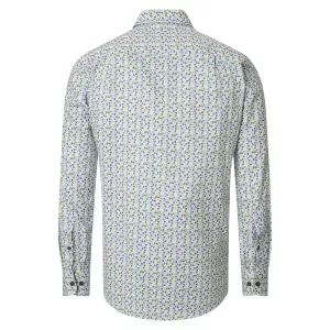 Chemise imprimée florale motifs vert et bleu-2XL