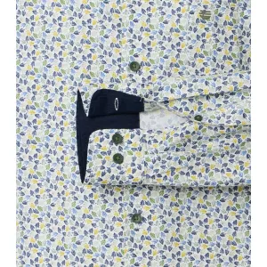 Chemise imprimée florale motifs vert et bleu-2XL
