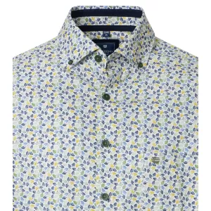 Chemise imprimée florale motifs vert et bleu-2XL