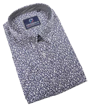 Chemise fleurs manches courtes Fleur Bleu chic