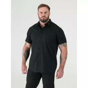 Chemise manche courte noire Easy Iron-6XL