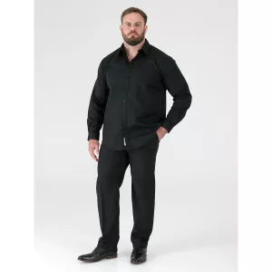 Chemise manche longue noire Easy Iron-7XL