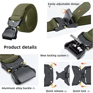 Ceinture tactique élastique kaki boucle rapide-6XL