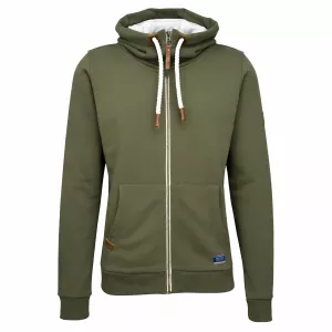 Sweat zippé homme vert olive avec capuche