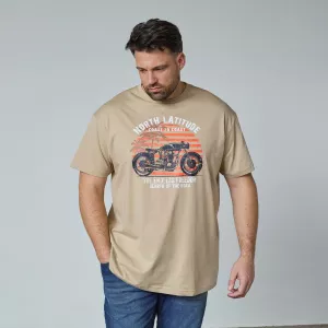 T-shirt moto imprimé sable grande longueur TALL-2XLT