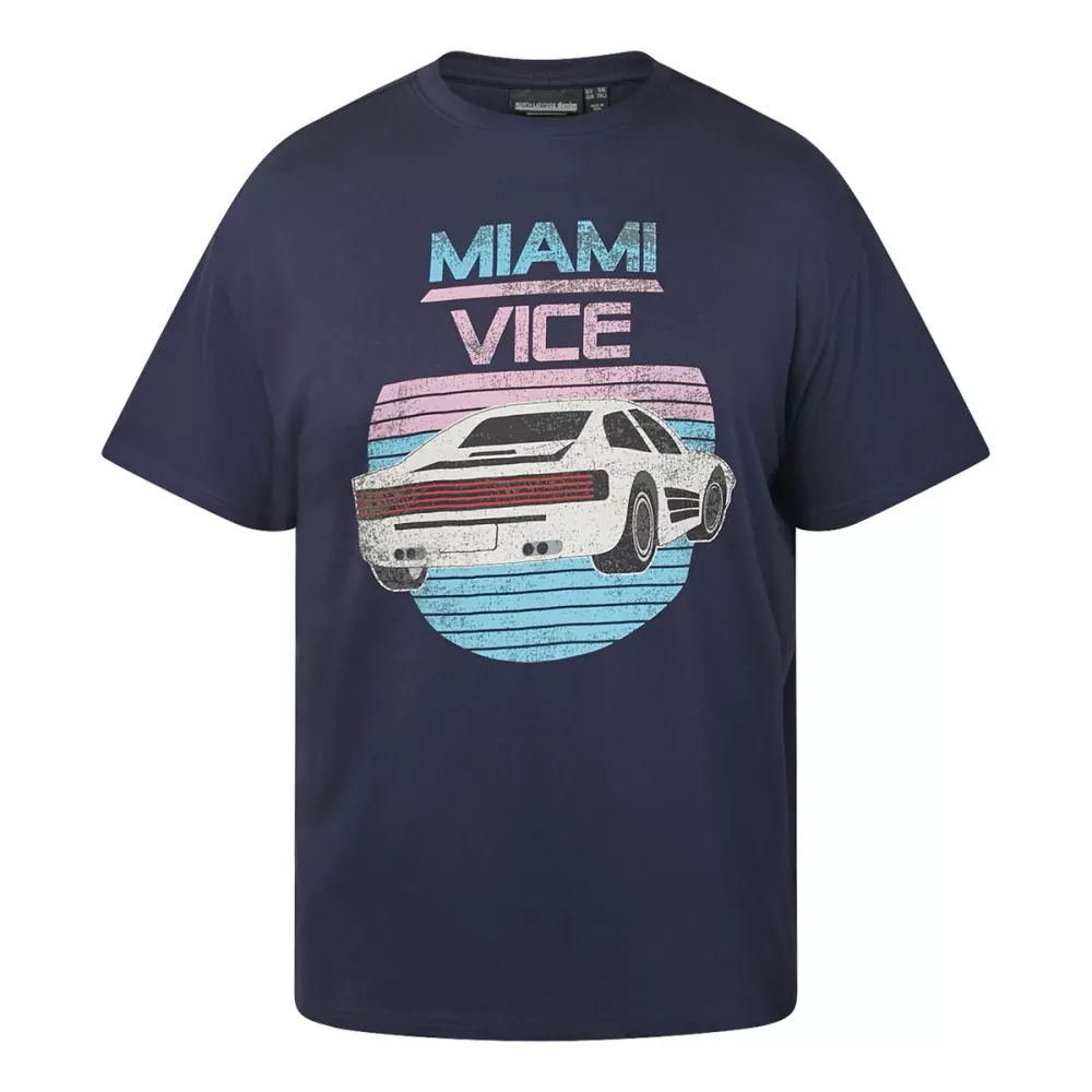 T-shirt Miami Vice rétro bleu marine licence officielle-4XL