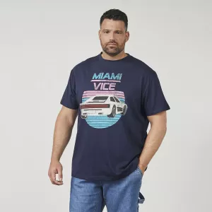 T-shirt Miami Vice rétro bleu marine licence officielle-4XL