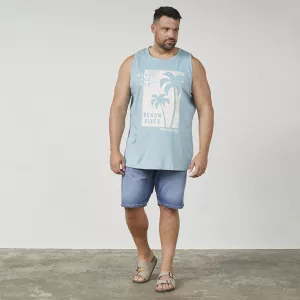 Débardeur imprimé palmiers Bleu Ciel-2XL