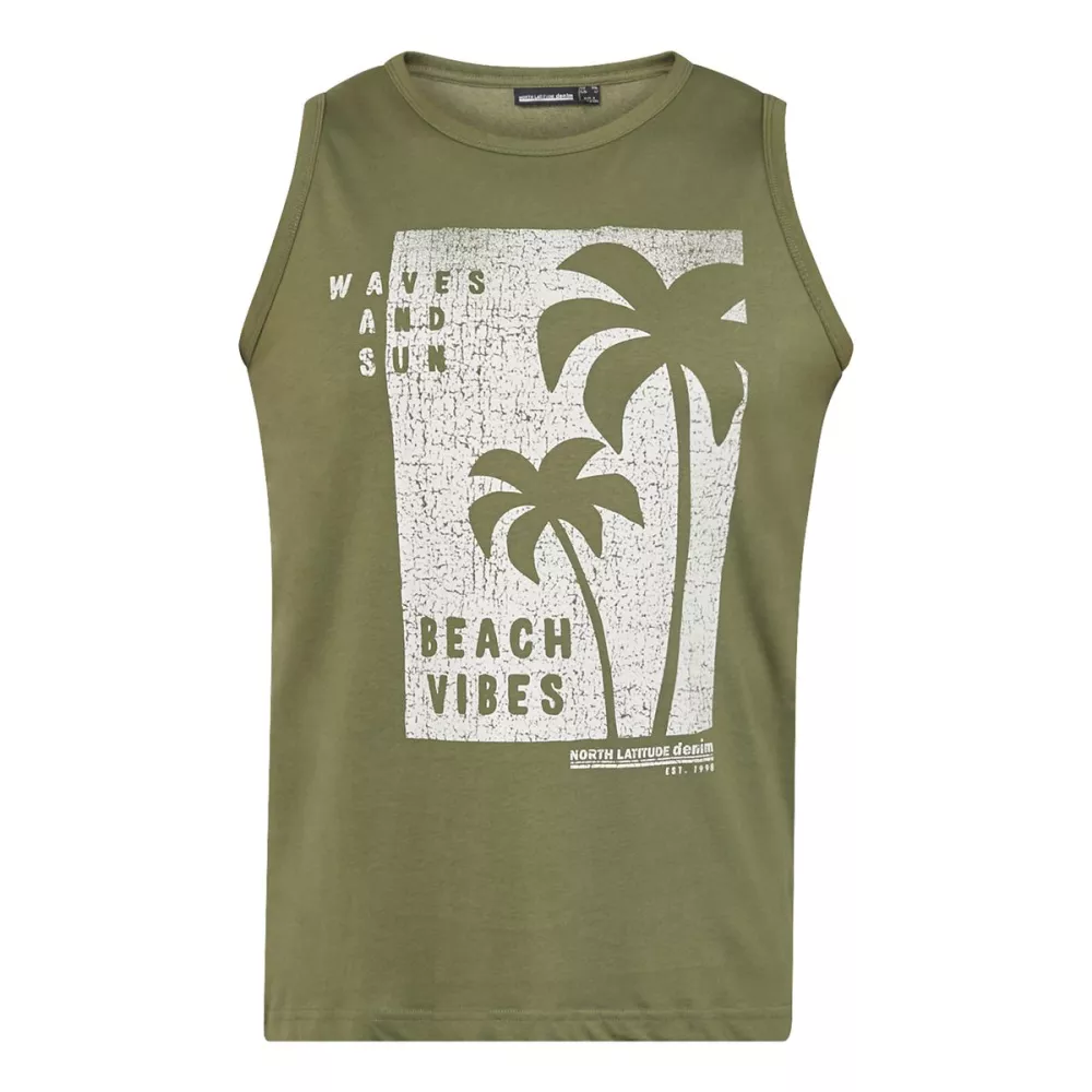 Débardeur imprimé palmiers vert olive-8XL