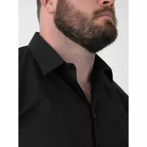 Chemise stretch élégante noire t-6XL