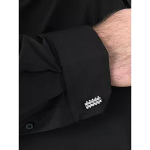 Chemise stretch élégante noire t-8XL