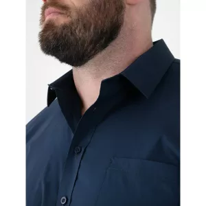 Chemise manches courtes élégante bleu marine-2XL