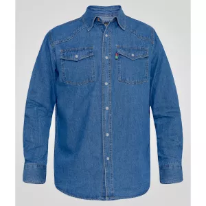 Chemise denim western authentique bleu délavé-6XL