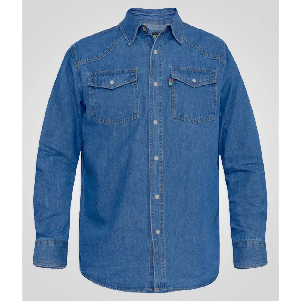 Chemise denim western authentique bleu délavé-7XL