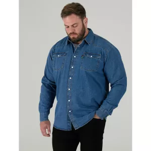 Chemise denim western authentique bleu délavé-6XL