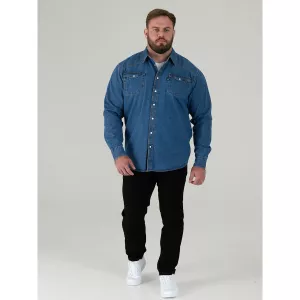Chemise denim western authentique bleu délavé-3XL