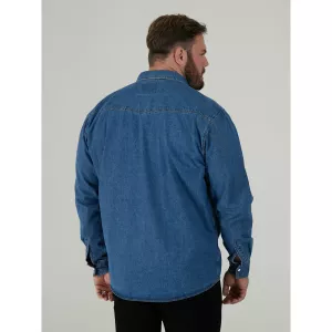 Chemise denim western authentique bleu délavé-7XL