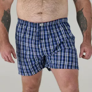 Lot de 2 boxers confort à carreaux rouge et bleu-4XL