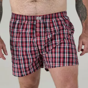 Lot de 2 boxers confort à carreaux rouge et bleu-5XL