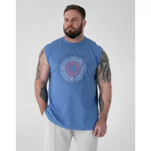 T-shirt sans manches Miami été Mélange de bleu clair-3XL