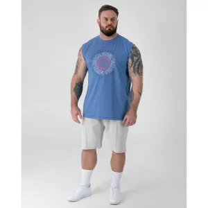 T-shirt sans manches Miami été Mélange de bleu clair-3XL