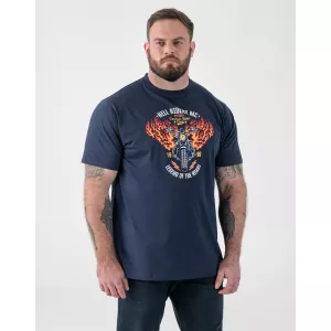 T-shirt moto flammes biker bleu Foncé-6XL