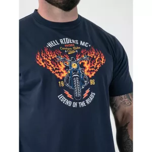 T-shirt moto flammes biker bleu Foncé-8XL