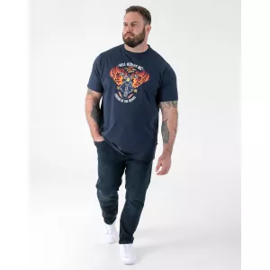 T-shirt moto flammes biker bleu Foncé-10XL