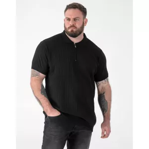 Polo maille torsadée zippé noir-3XL