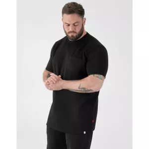 T-shirt jacquard poche poitrine noir-3XL