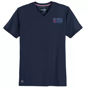 T-shirt col V nautique bleu nuit-10XL