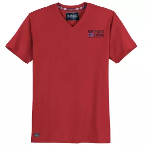 T-shirt col V nautique paprika